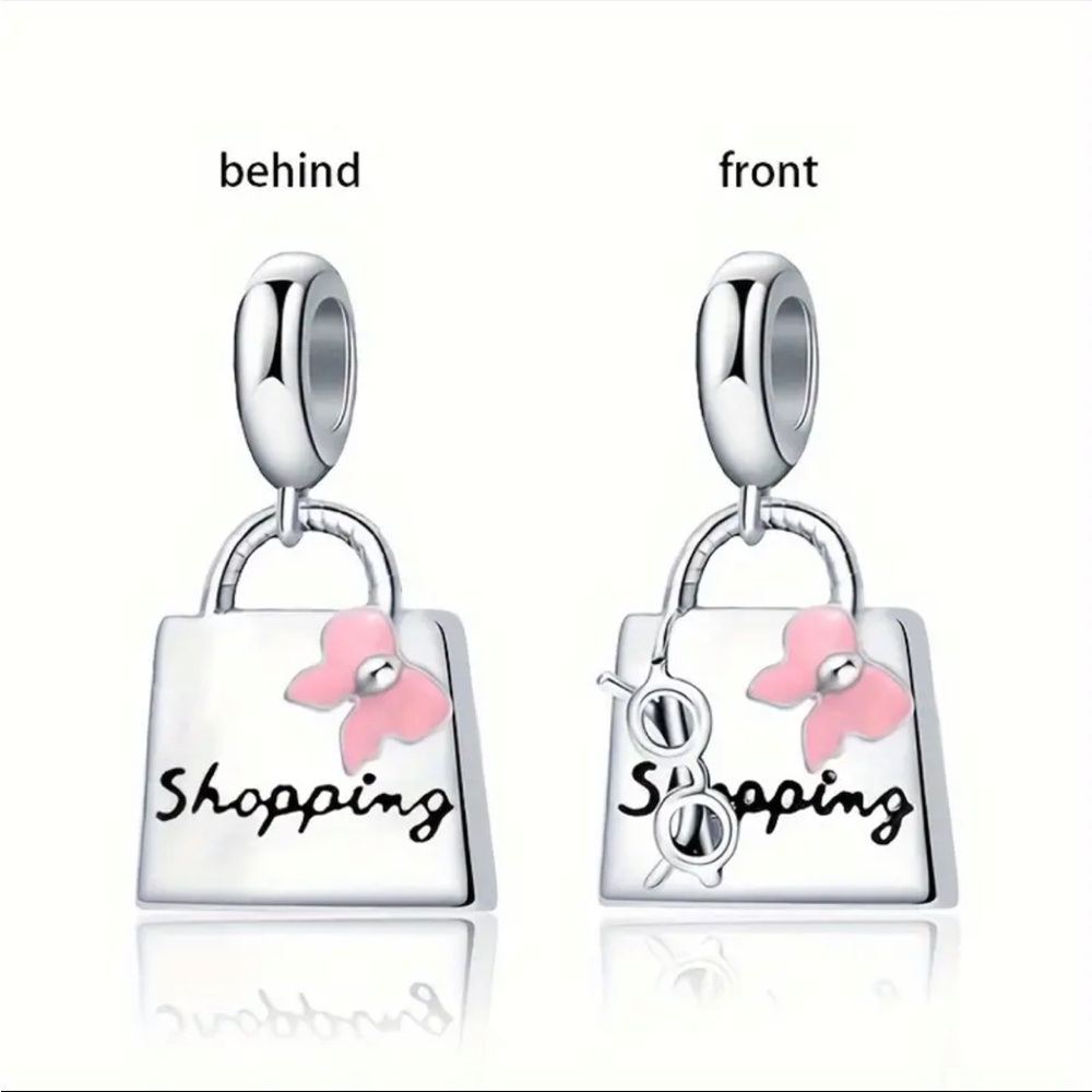 SHOPPING LUXURY BAG BRACELET CHARM-CHOOSE SILVER or GOLD - Picture 3 of 7